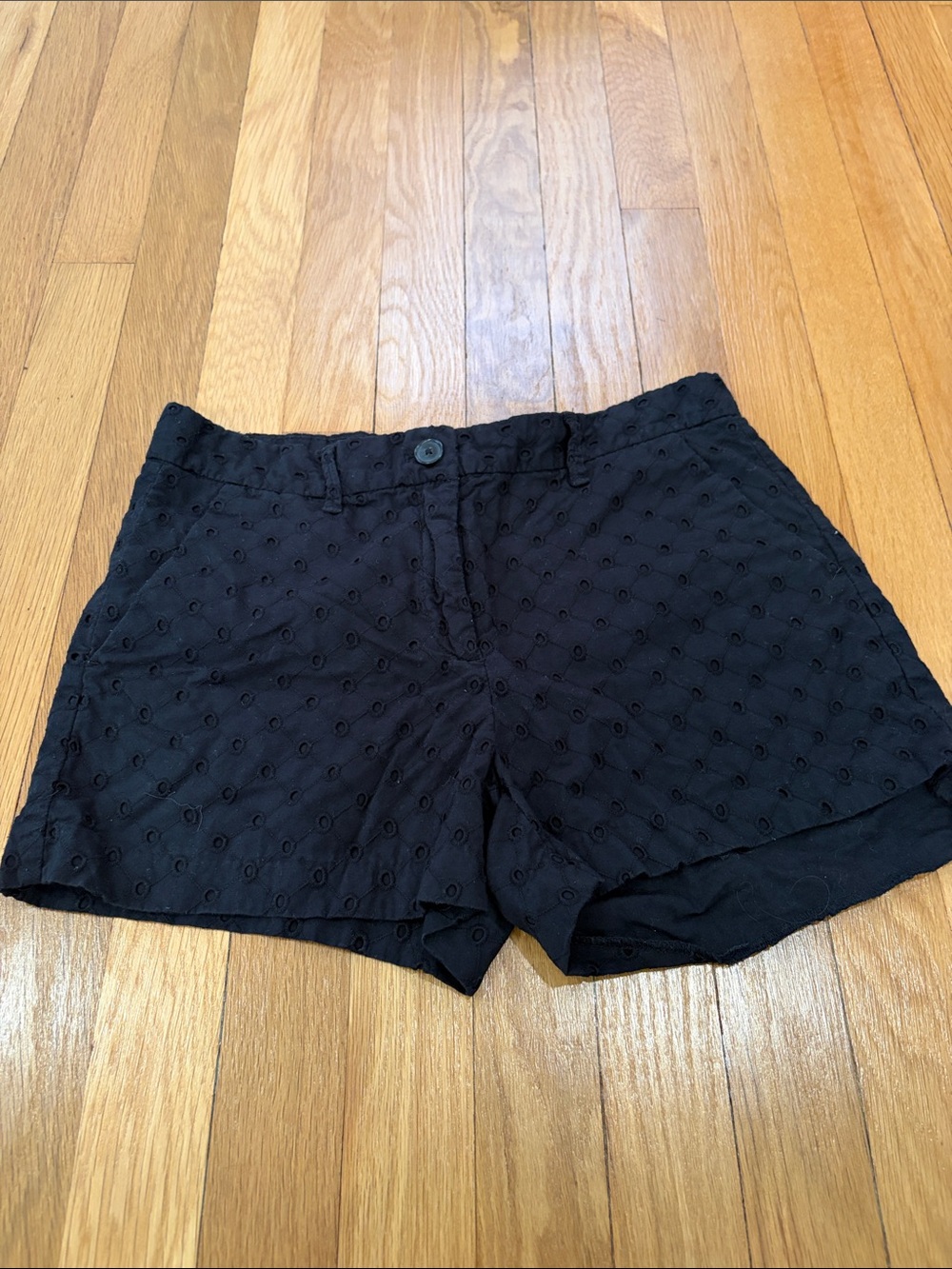 GAP Black Eyelet High-Waist Shorts